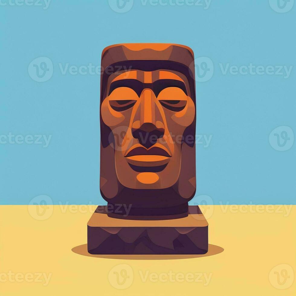 AI generated Moai Statue Stone Head Avatar Gamer Clip Art Sticker Decoration Simple Background Cultural photo