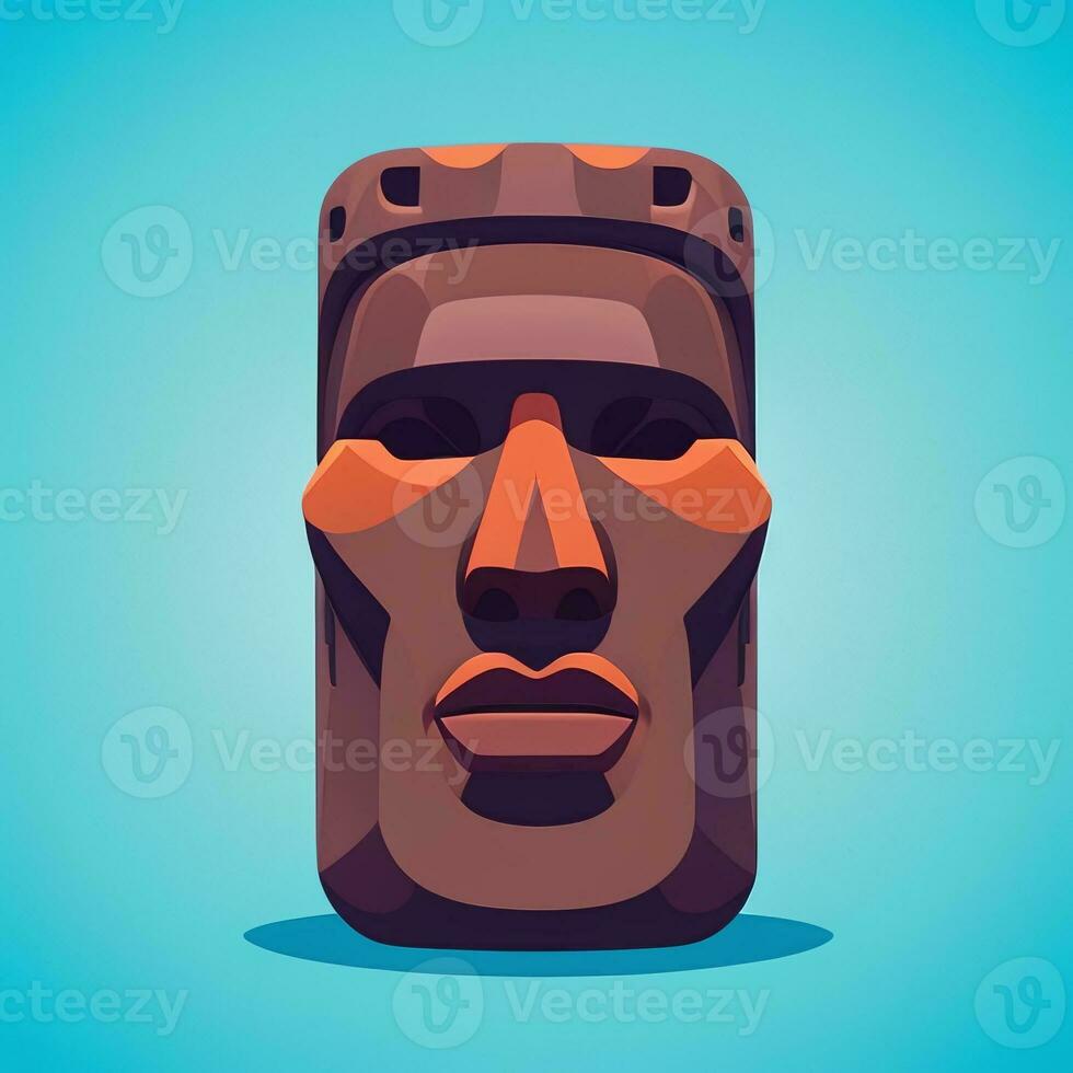 AI generated Moai Statue Stone Head Avatar Gamer Clip Art Sticker Decoration Simple Background Cultural photo