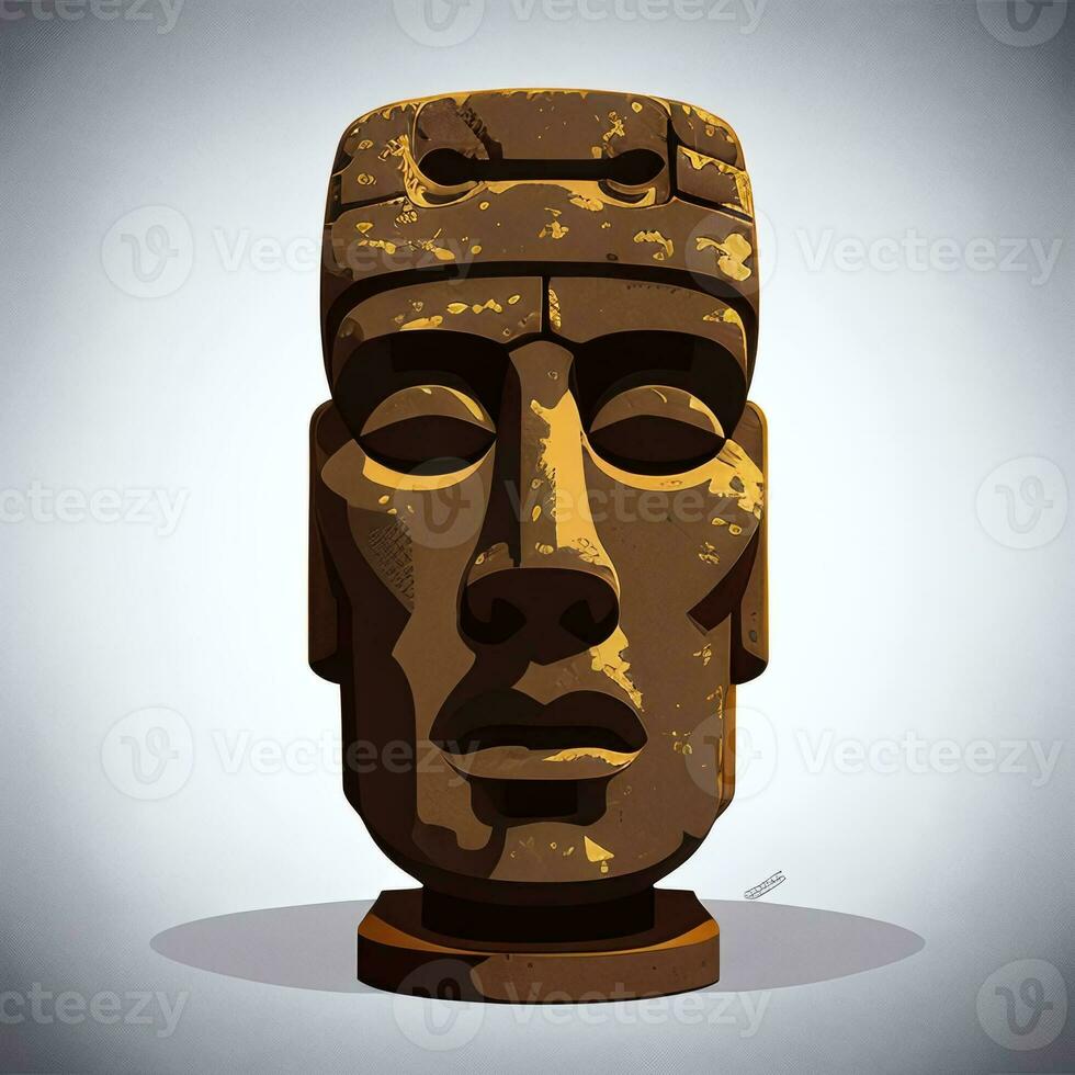 AI generated Moai Statue Stone Head Avatar Gamer Clip Art Sticker Decoration Simple Background Cultural photo