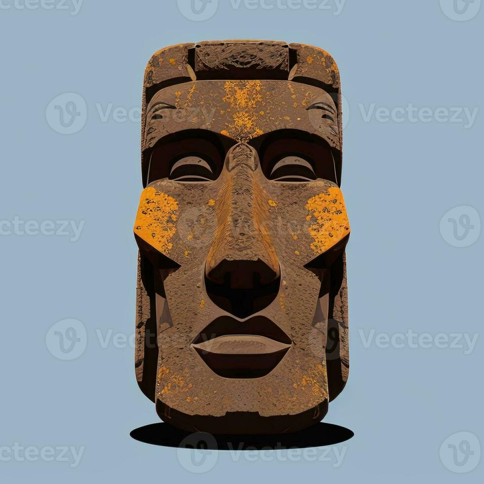 AI generated Moai Statue Stone Head Avatar Gamer Clip Art Sticker Decoration Simple Background Cultural photo