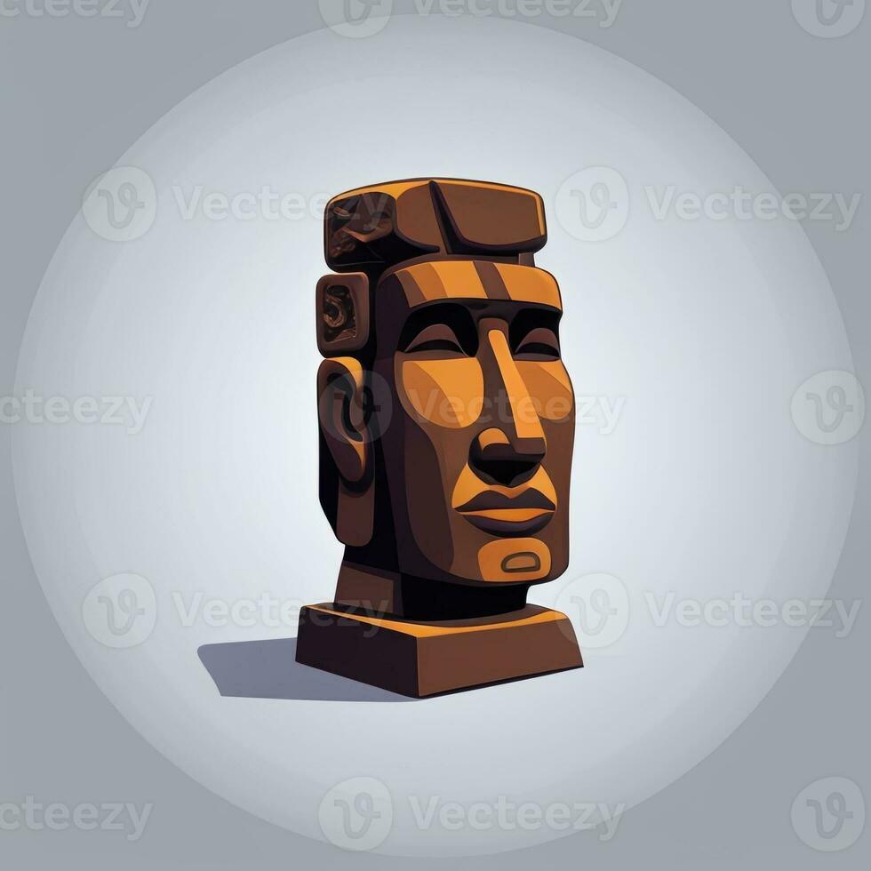 ai generado moai estatua Roca cabeza avatar jugador acortar Arte pegatina decoración sencillo antecedentes cultural foto