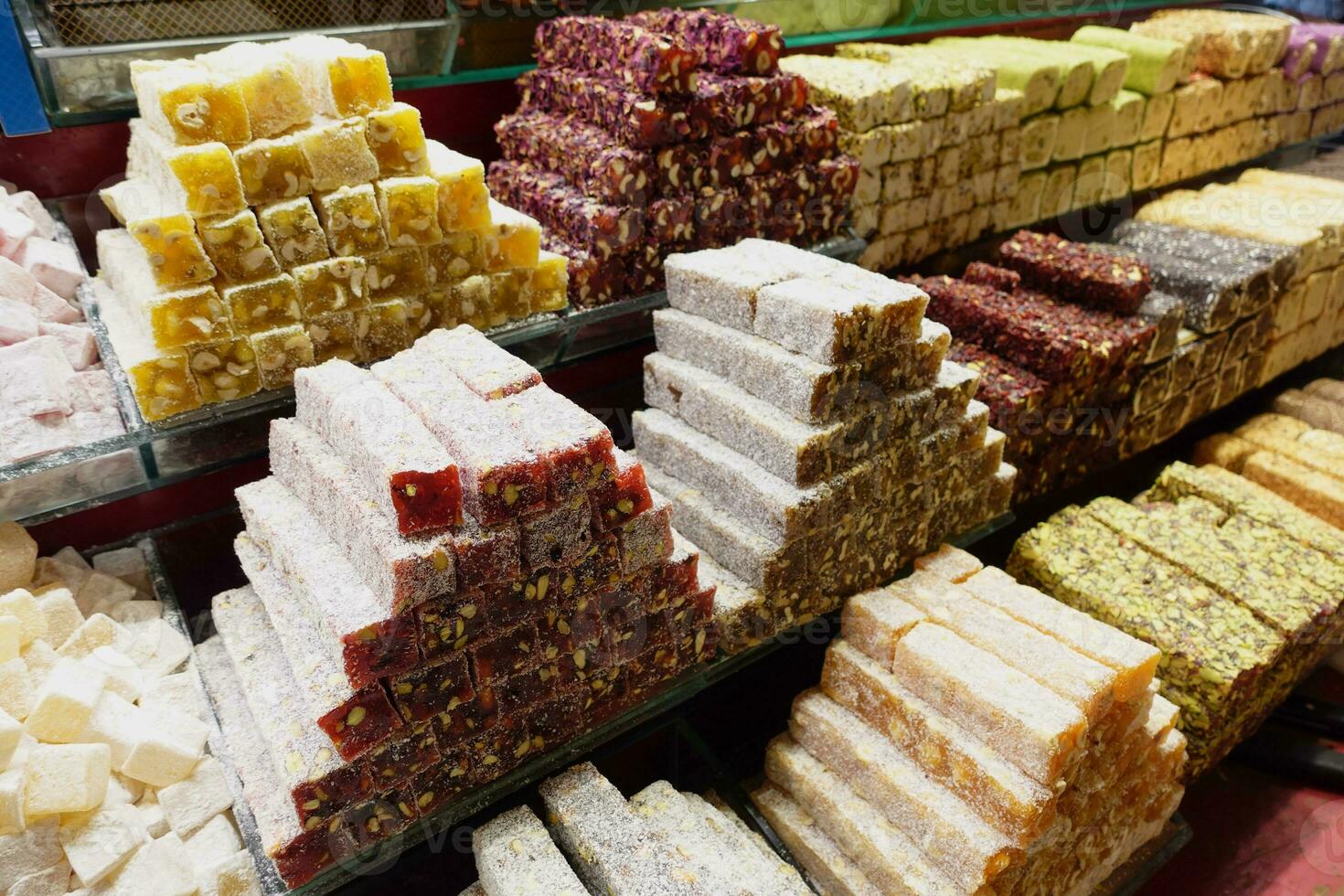 Turkish traditional sweet Turkish delight sold in the market photo