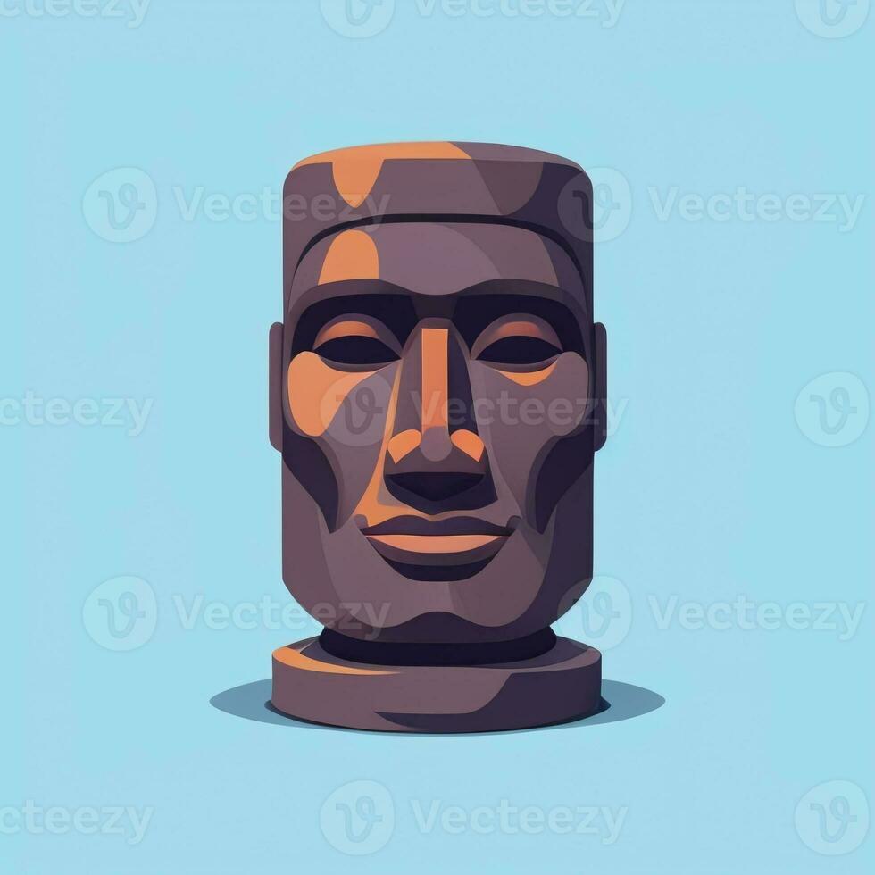 AI generated Moai Statue Stone Head Avatar Gamer Clip Art Sticker Decoration Simple Background Cultural photo