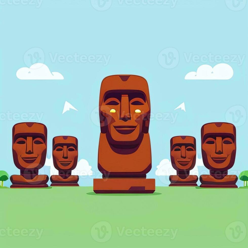 AI generated Moai Statue Stone Head Avatar Gamer Clip Art Sticker Decoration Simple Background Cultural photo