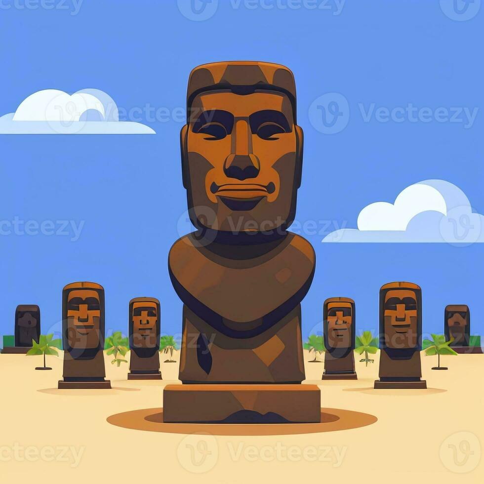 AI generated Moai Statue Stone Head Avatar Gamer Clip Art Sticker Decoration Simple Background Cultural photo