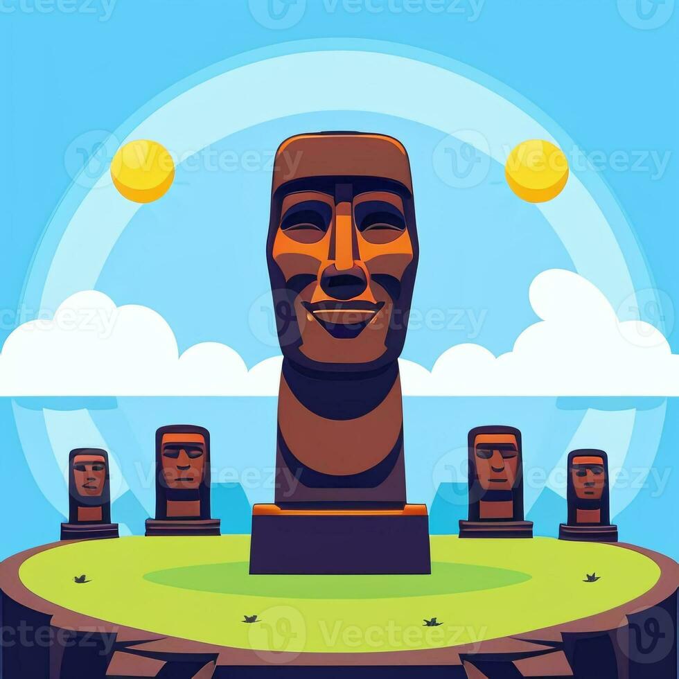 AI generated Moai Statue Stone Head Avatar Gamer Clip Art Sticker Decoration Simple Background Cultural photo