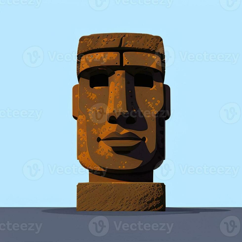 AI generated Moai Statue Stone Head Avatar Gamer Clip Art Sticker Decoration Simple Background Cultural photo