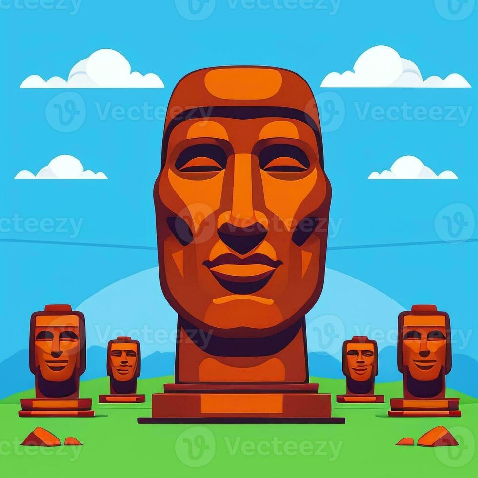 AI generated Moai Statue Stone Head Avatar Gamer Clip Art Sticker Decoration Simple Background Cultural photo