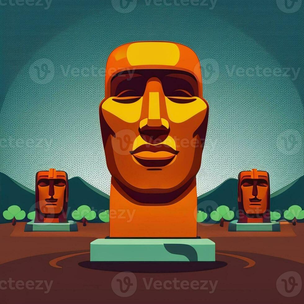 AI generated Moai Statue Stone Head Avatar Gamer Clip Art Sticker Decoration Simple Background Cultural photo