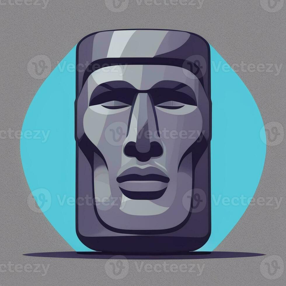 AI generated Moai Statue Stone Head Avatar Gamer Clip Art Sticker Decoration Simple Background Cultural photo