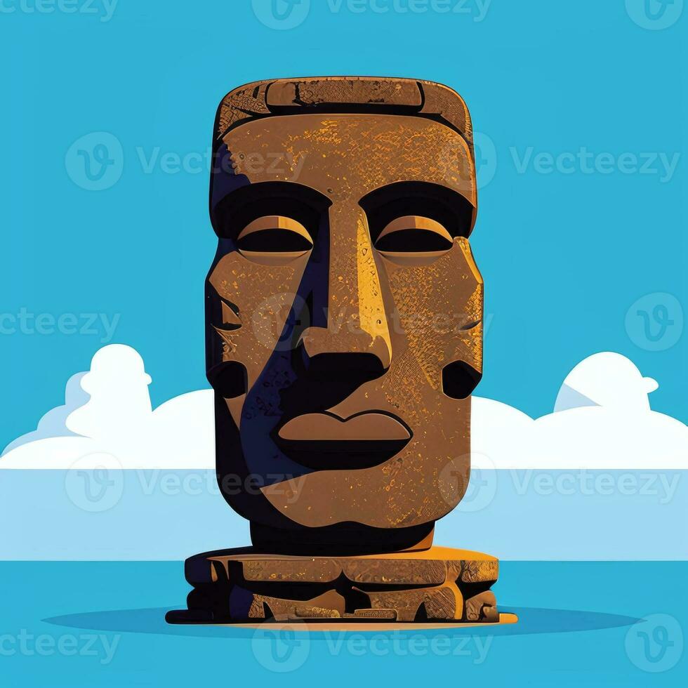 AI generated Moai Statue Stone Head Avatar Gamer Clip Art Sticker Decoration Simple Background Cultural photo