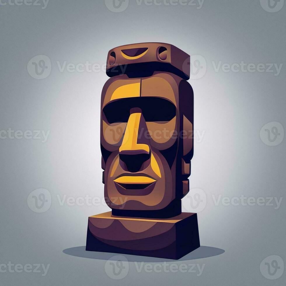 AI generated Moai Statue Stone Head Avatar Gamer Clip Art Sticker Decoration Simple Background Cultural photo