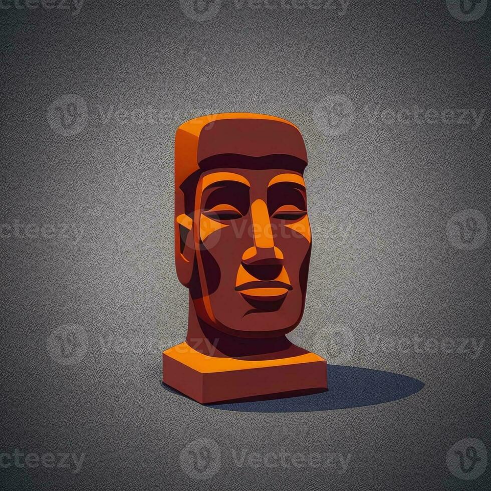 AI generated Moai Statue Stone Head Avatar Gamer Clip Art Sticker Decoration Simple Background Cultural photo