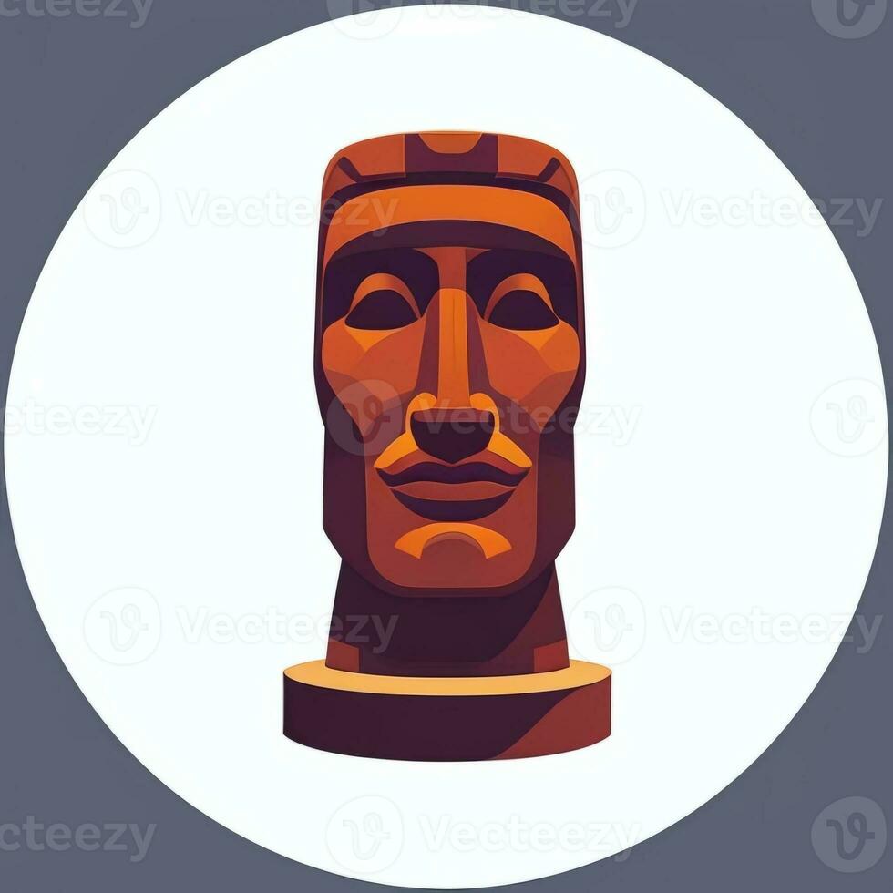 AI generated Moai Statue Stone Head Avatar Gamer Clip Art Sticker Decoration Simple Background Cultural photo