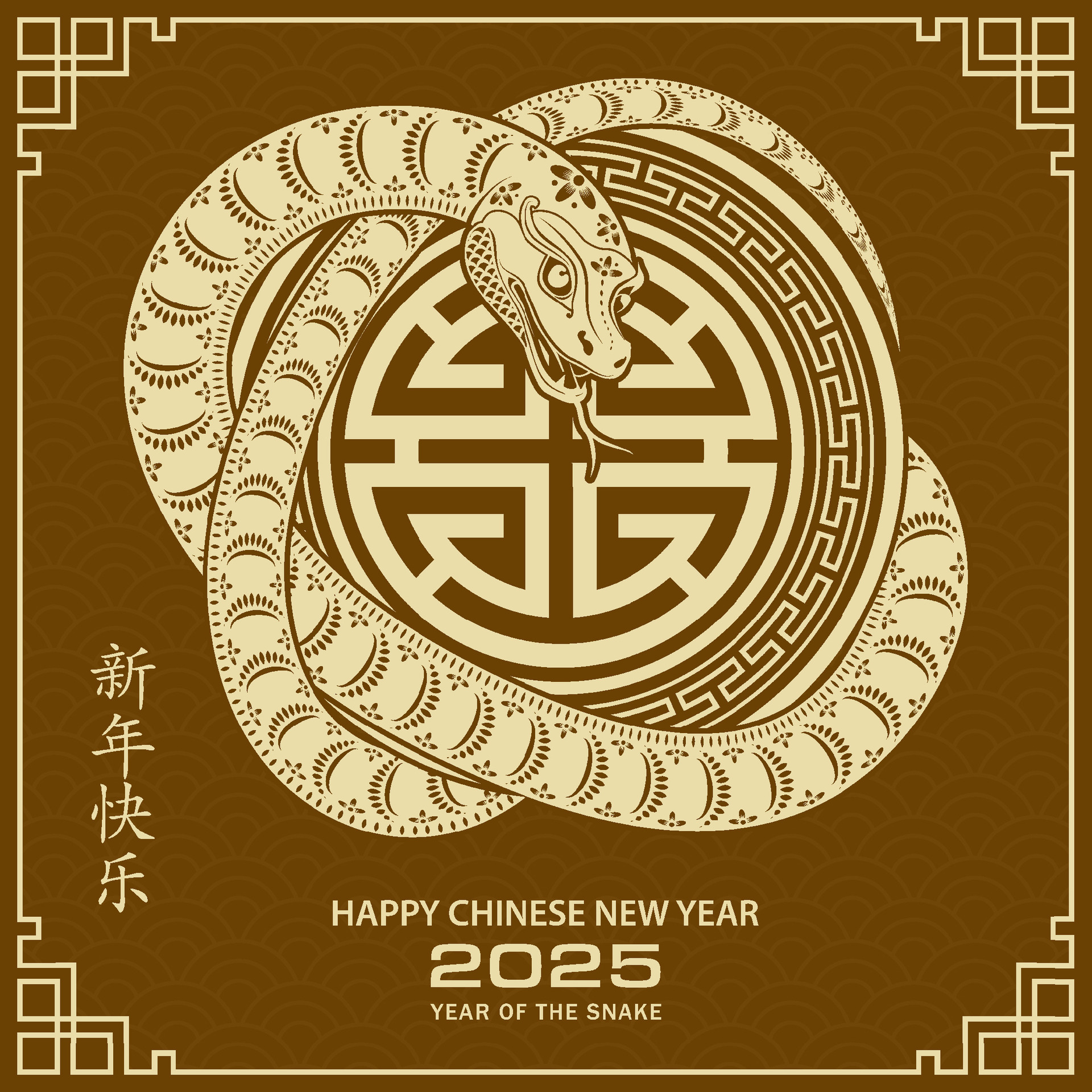Happy Chinese new year 2025 Zodiac sign, year of the Snake 34871865