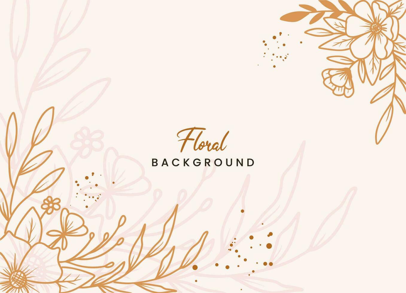 Hand-drawn floral botanical background with line art flowers and leaves vector