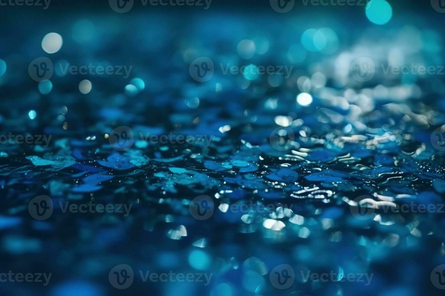 AI generated blue glitter background with bokeh effect photo