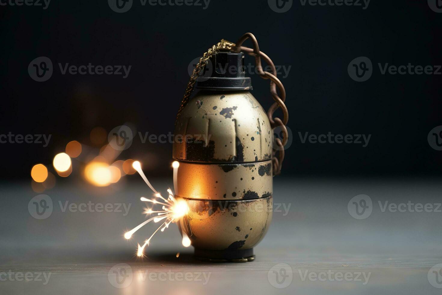 AI generated a grenade with sparklers on top of it photo