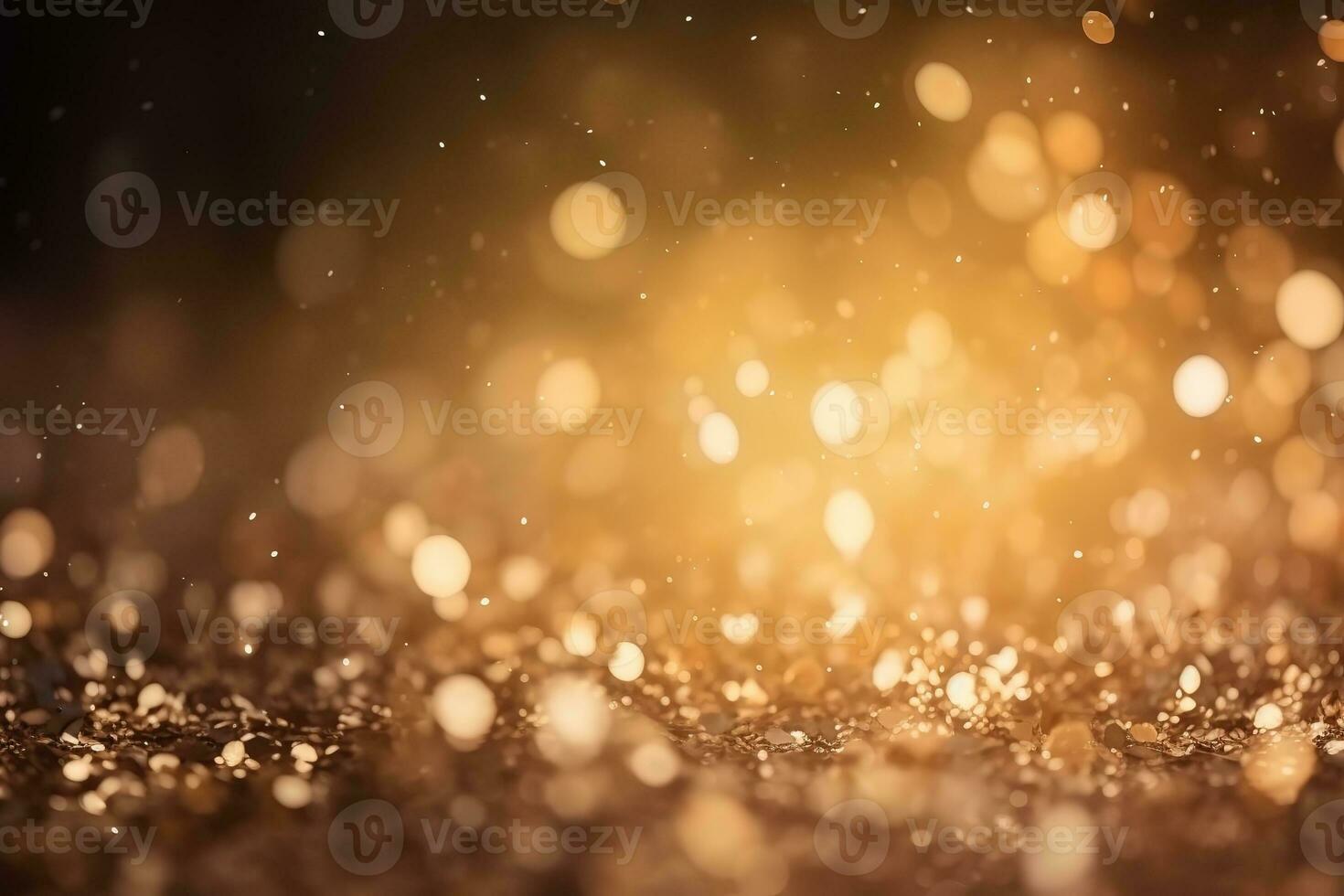 AI generated golden glitter background with bokeh effect photo