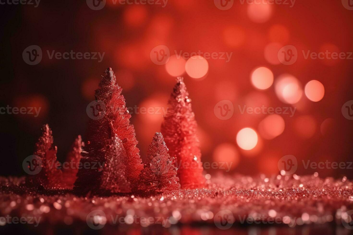 AI generated christmas trees on a red background photo