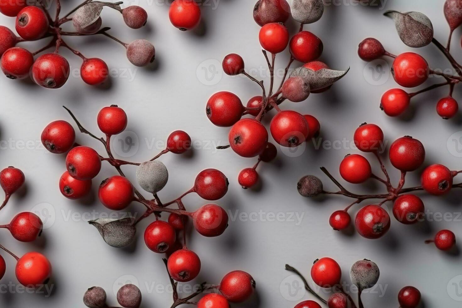 AI generated a bunch of red berries on a white background photo