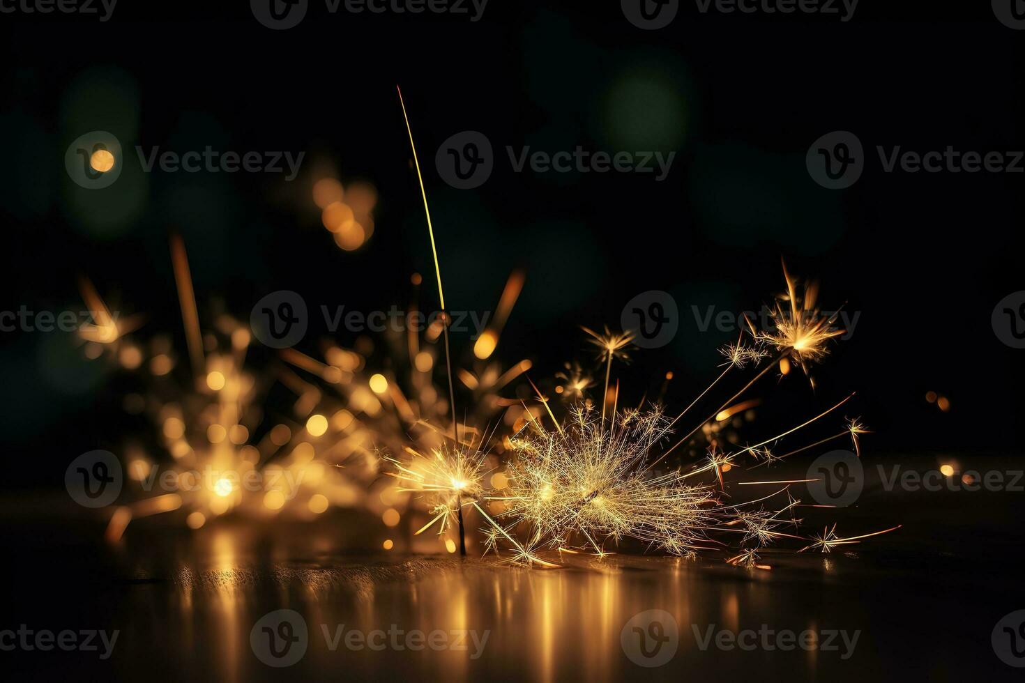 AI generated sparklers on a black background photo