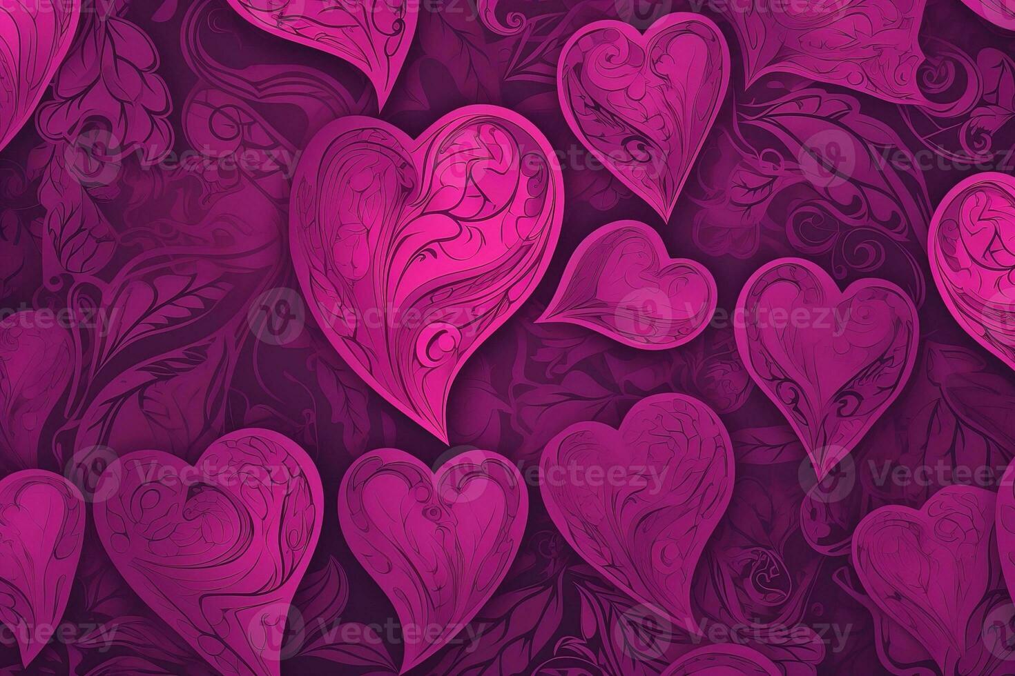AI generated a purple background with many hearts photo
