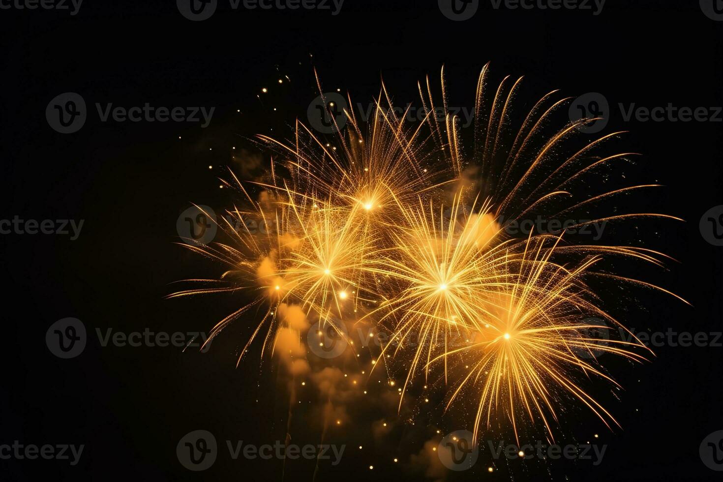 AI generated fireworks on black background photo