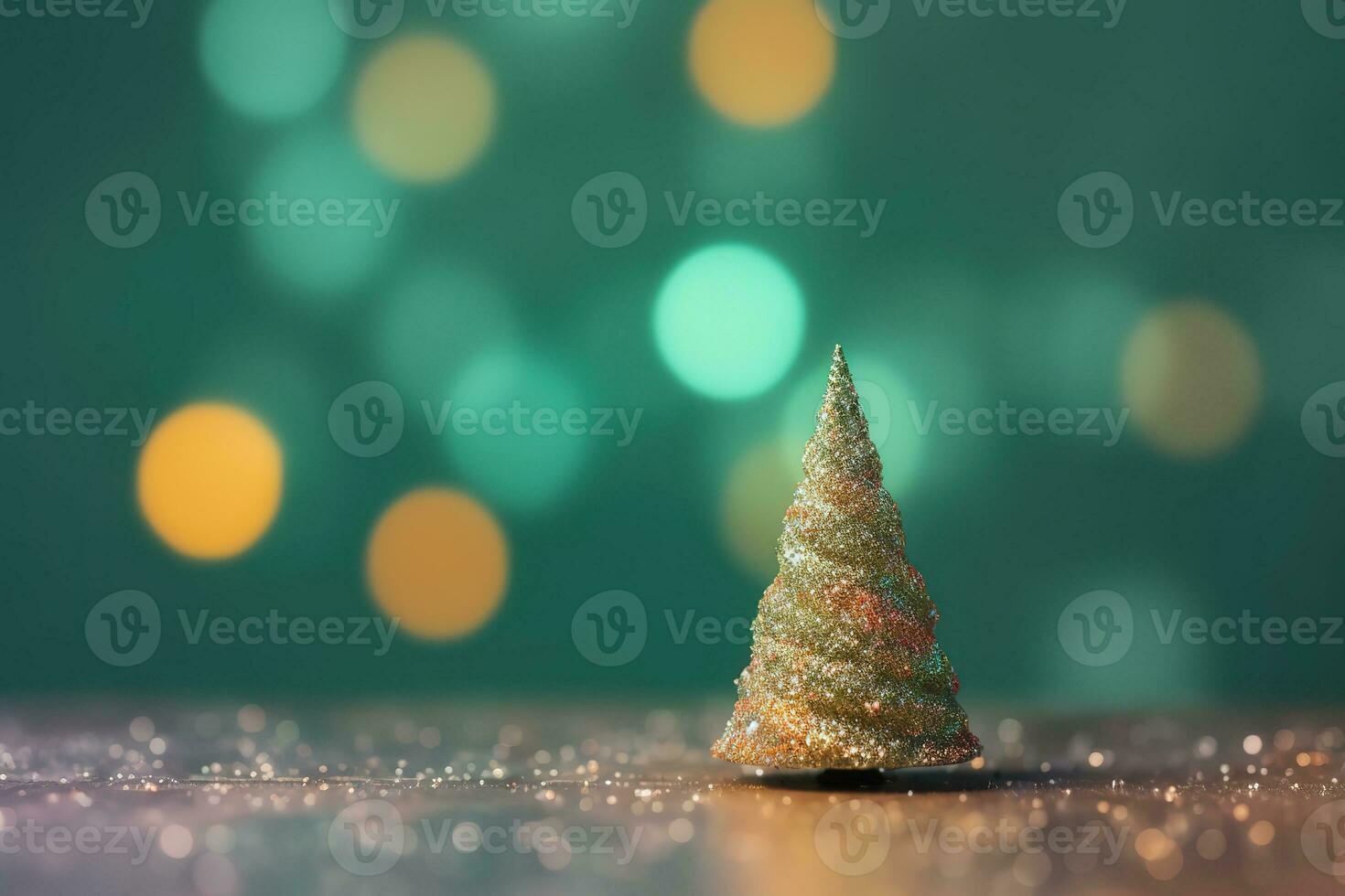 AI generated a small christmas tree is sitting on a table photo