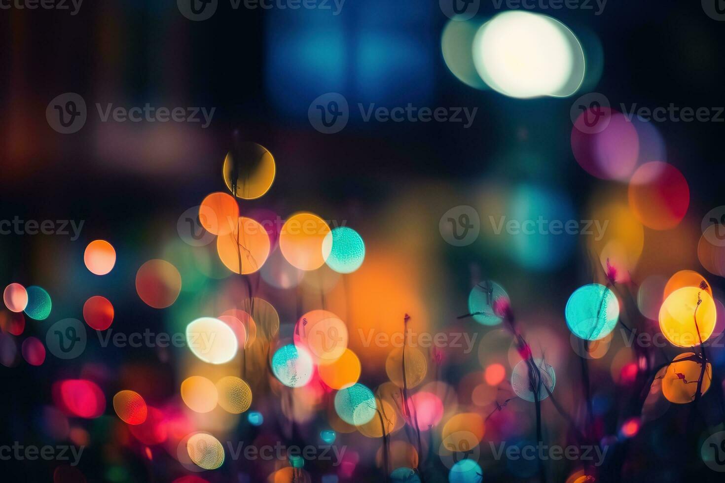 AI generated colorful lights are seen in the background of this photo