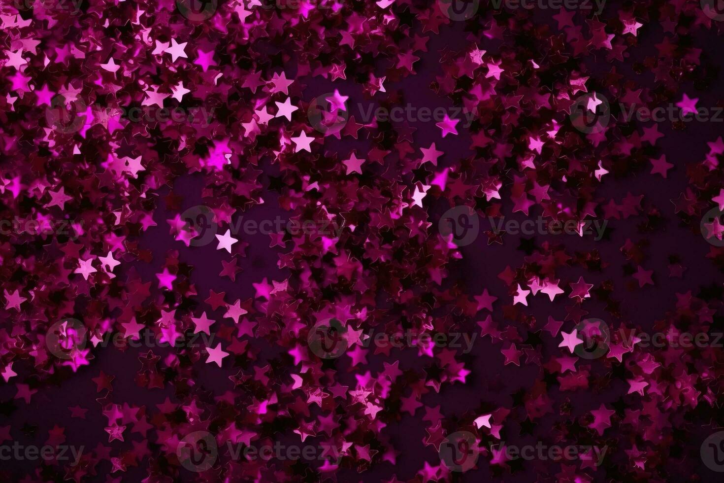 AI generated pink glitter stars on a black background photo