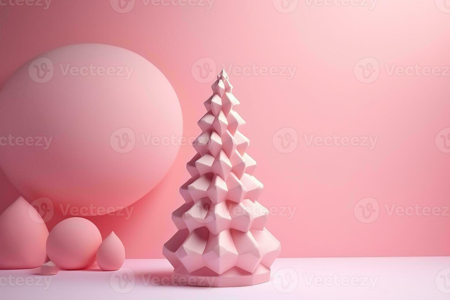 AI generated 3d rendering of a pink christmas tree photo