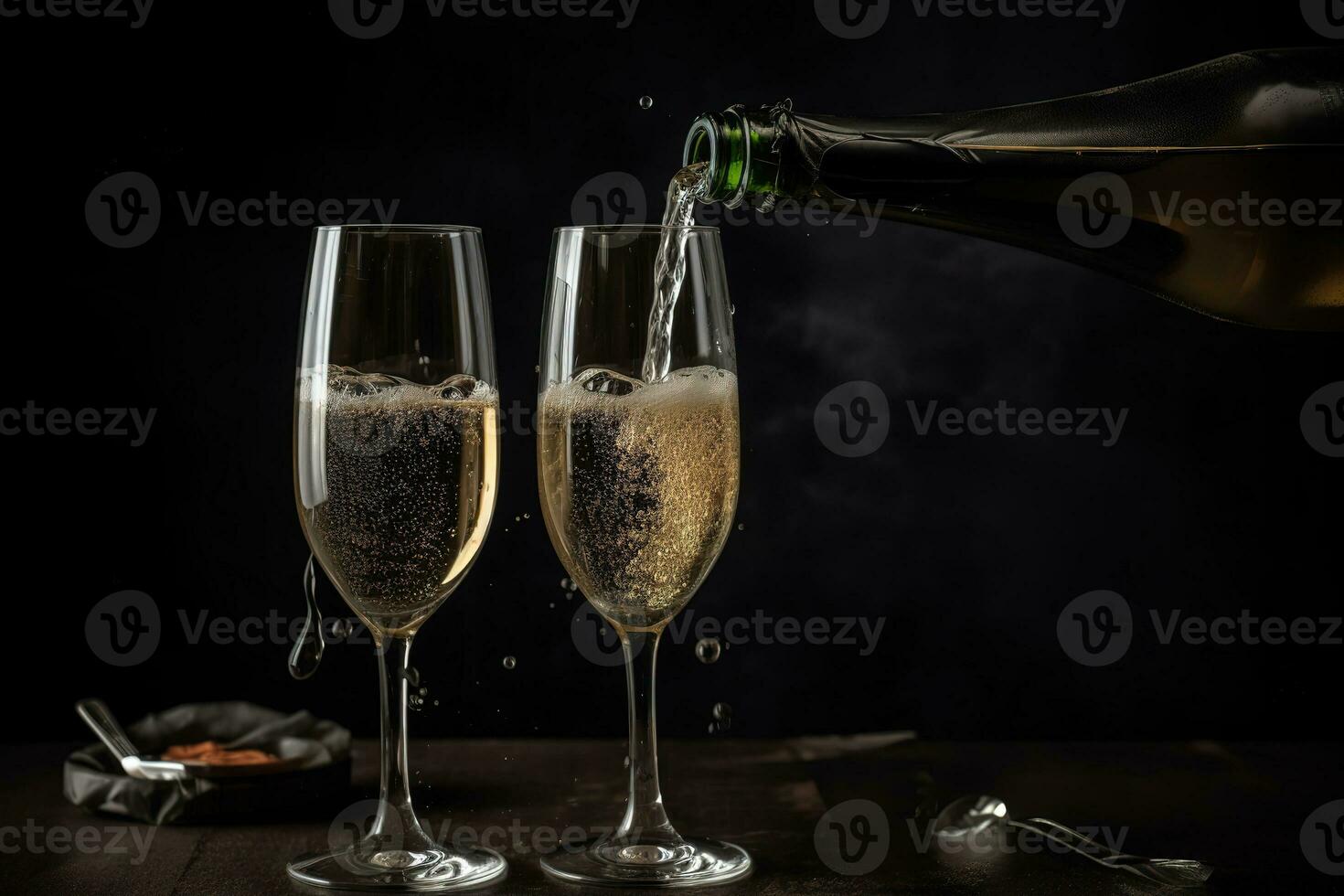 AI generated two glasses of champagne being poured into them photo