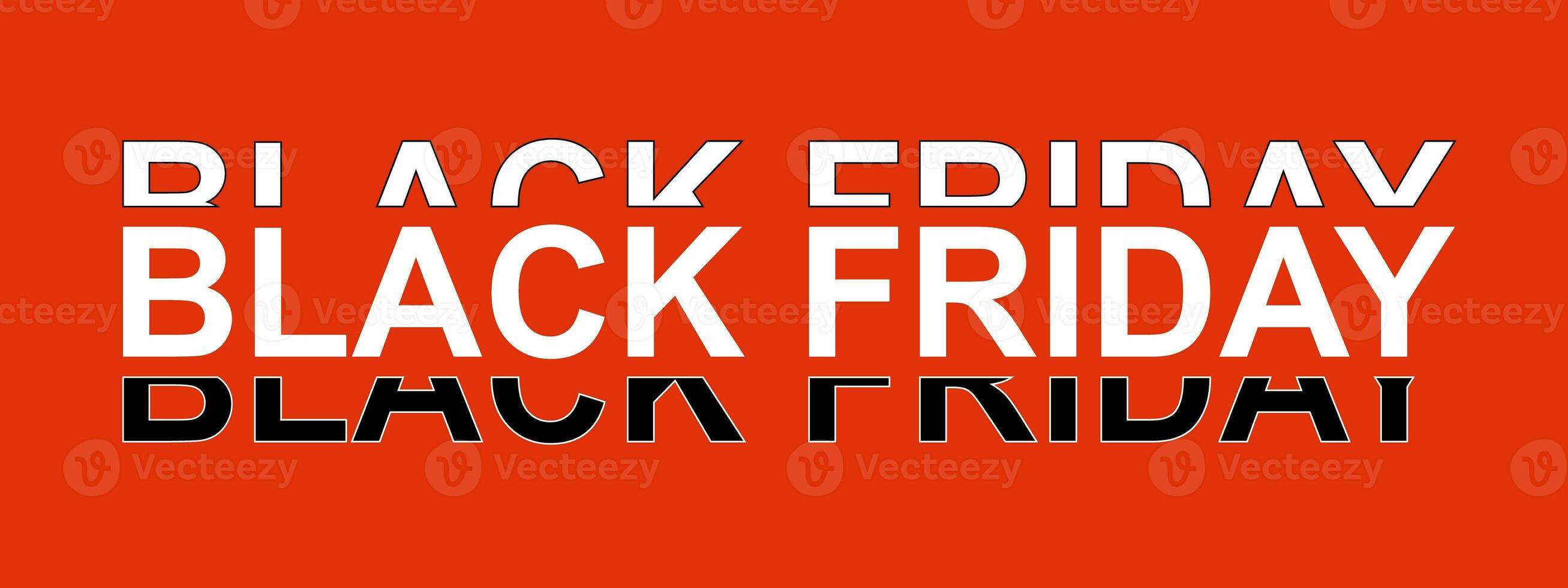 Black Friday typography banner. Black Friday modern linear typography text illustration isolated on black background. Design template for Black Friday sale banner. photo