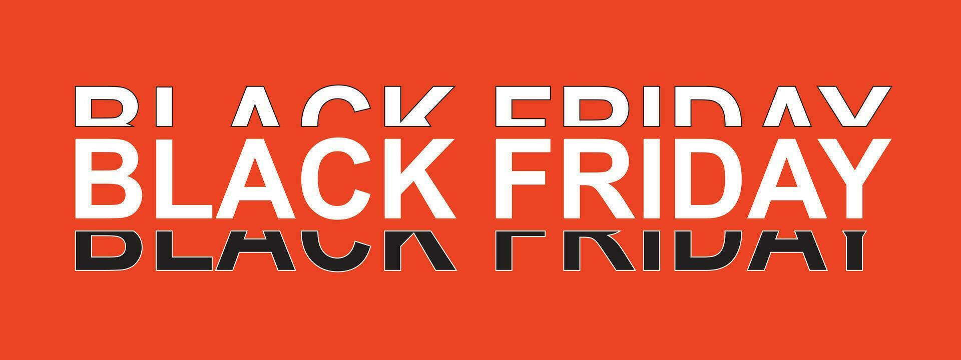 Black Friday typography banner. Black Friday modern linear typography text illustration isolated on black background. Design template for Black Friday sale banner. vector