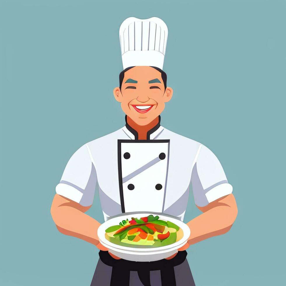 AI generated Chef Cook Avatar Icon Clip Art Sticker Decoration Simple Background photo