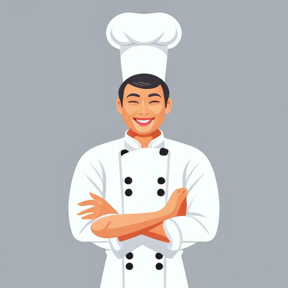 AI generated Chef Cook Avatar Icon Clip Art Sticker Decoration Simple Background photo