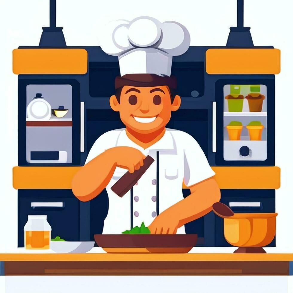 ai generado cocinero cocinar avatar icono acortar Arte pegatina decoración sencillo antecedentes foto