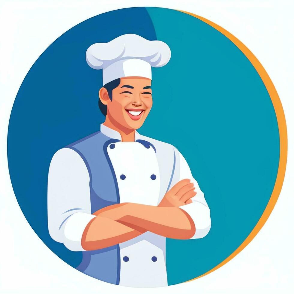 AI generated Chef Cook Avatar Icon Clip Art Sticker Decoration Simple Background photo