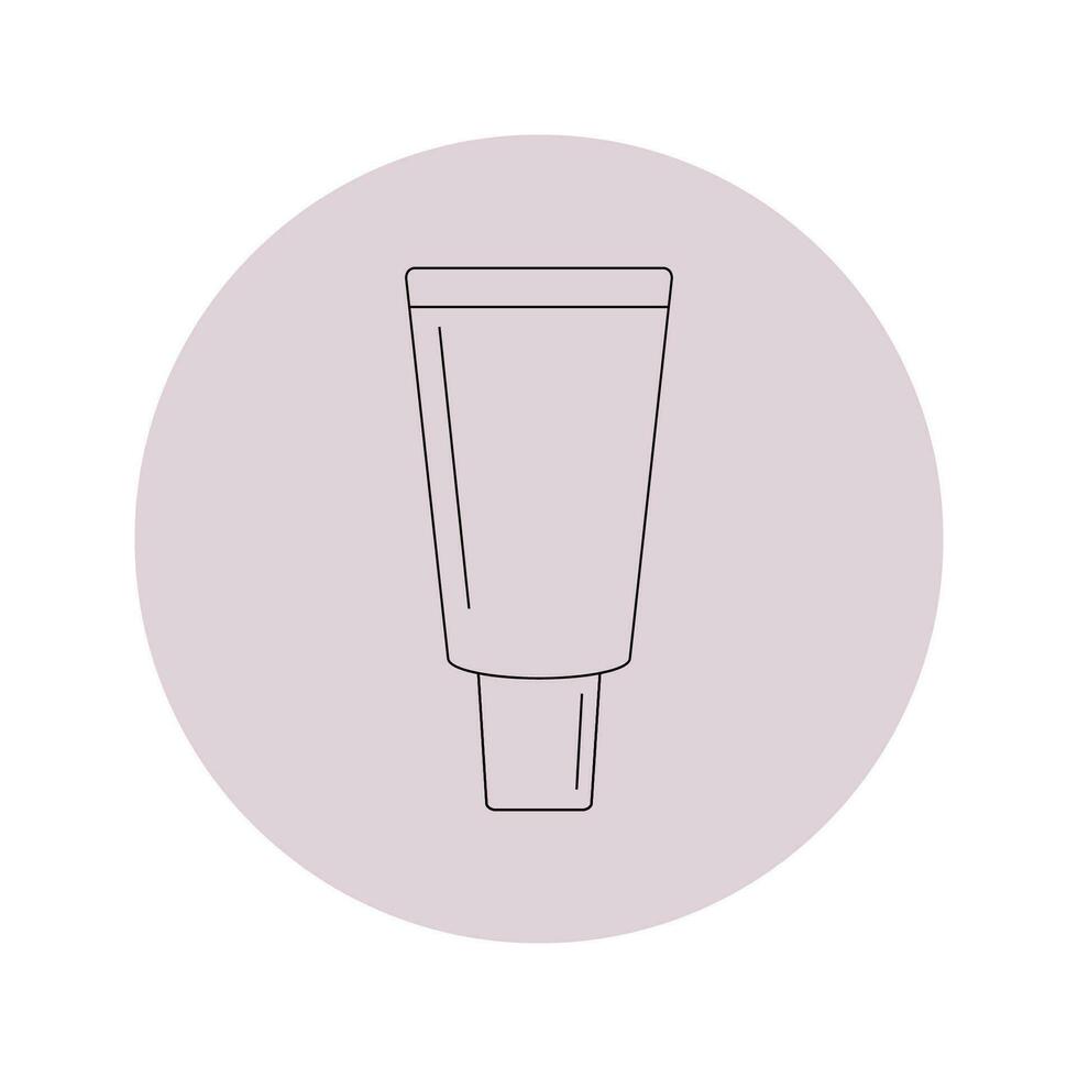 Vector icon of a tube of cream in a pink circle on a white background.