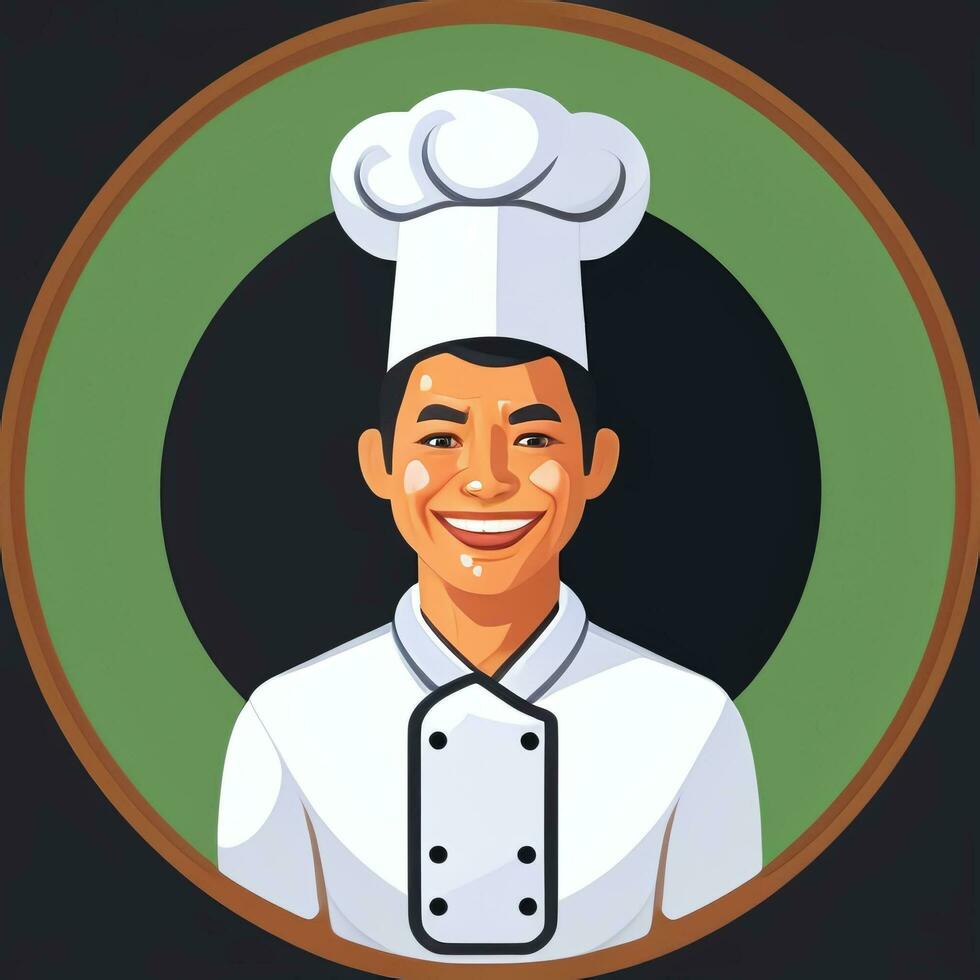 AI generated Chef Cook Avatar Icon Clip Art Sticker Decoration Simple Background photo