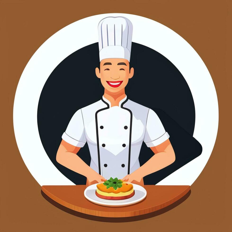 AI generated Chef Cook Avatar Icon Clip Art Sticker Decoration Simple Background photo