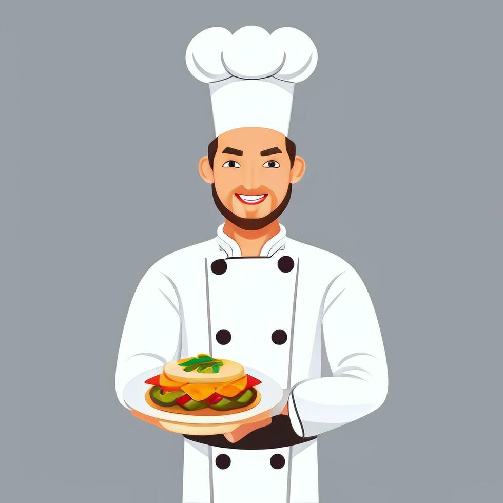 AI generated Chef Cook Avatar Icon Clip Art Sticker Decoration Simple Background photo