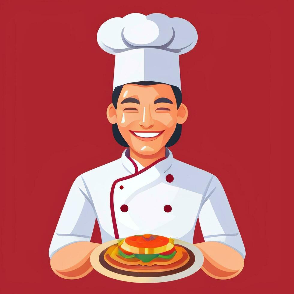 AI generated Chef Cook Avatar Icon Clip Art Sticker Decoration Simple Background photo