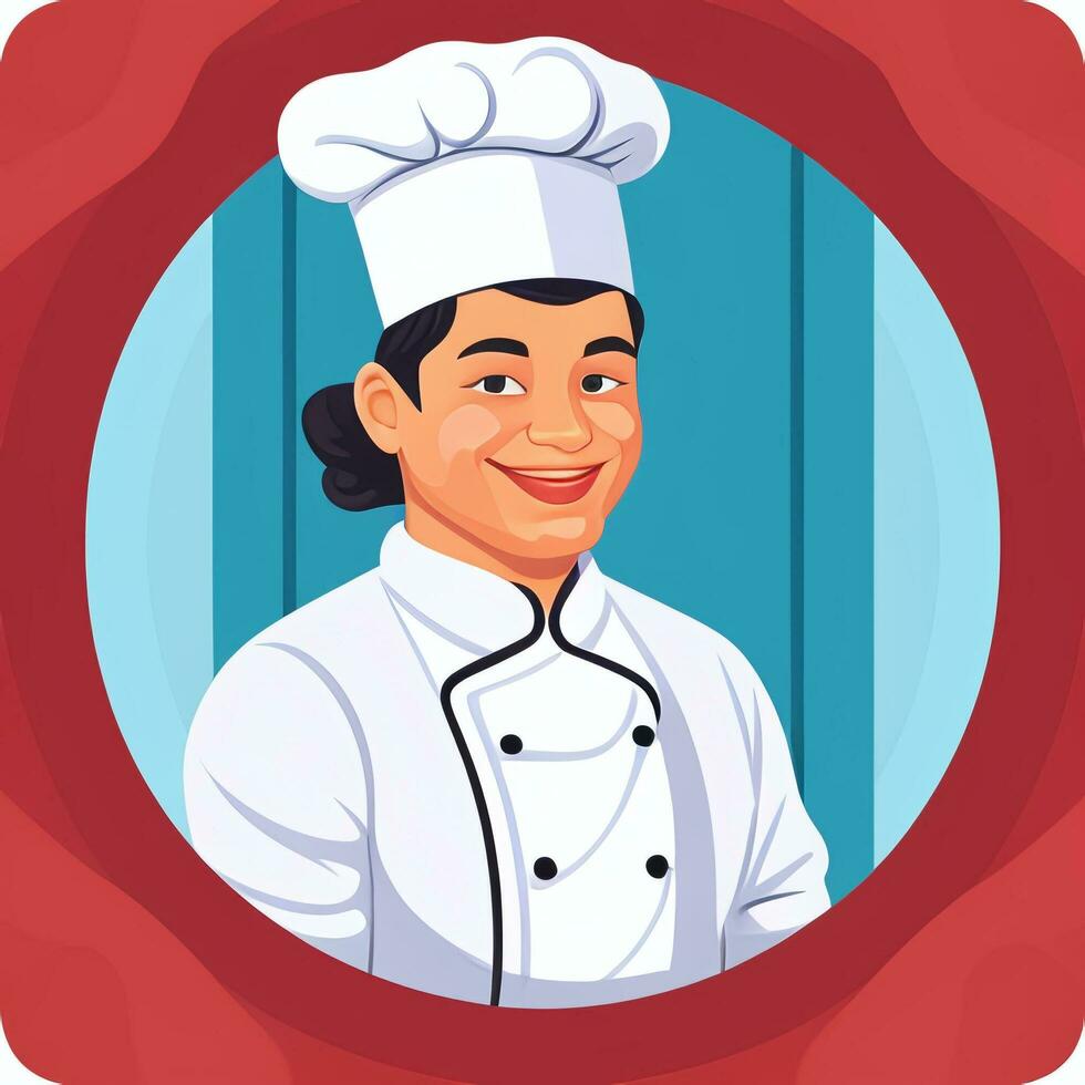 AI generated Chef Cook Avatar Icon Clip Art Sticker Decoration Simple Background photo