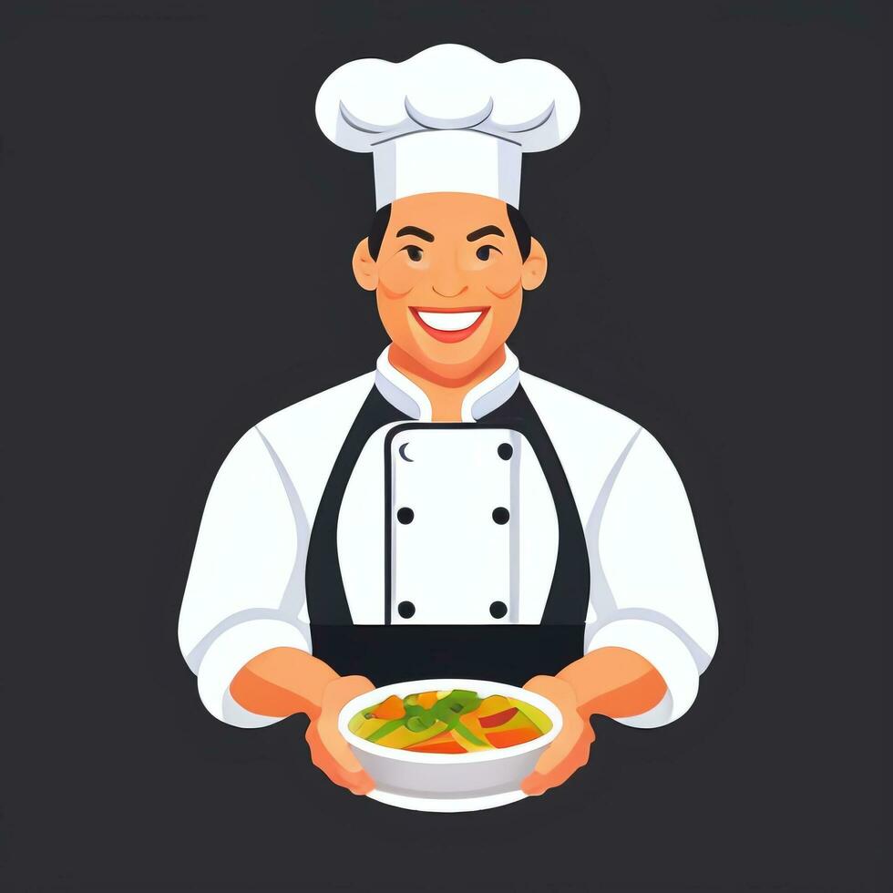 AI generated Chef Cook Avatar Icon Clip Art Sticker Decoration Simple Background photo