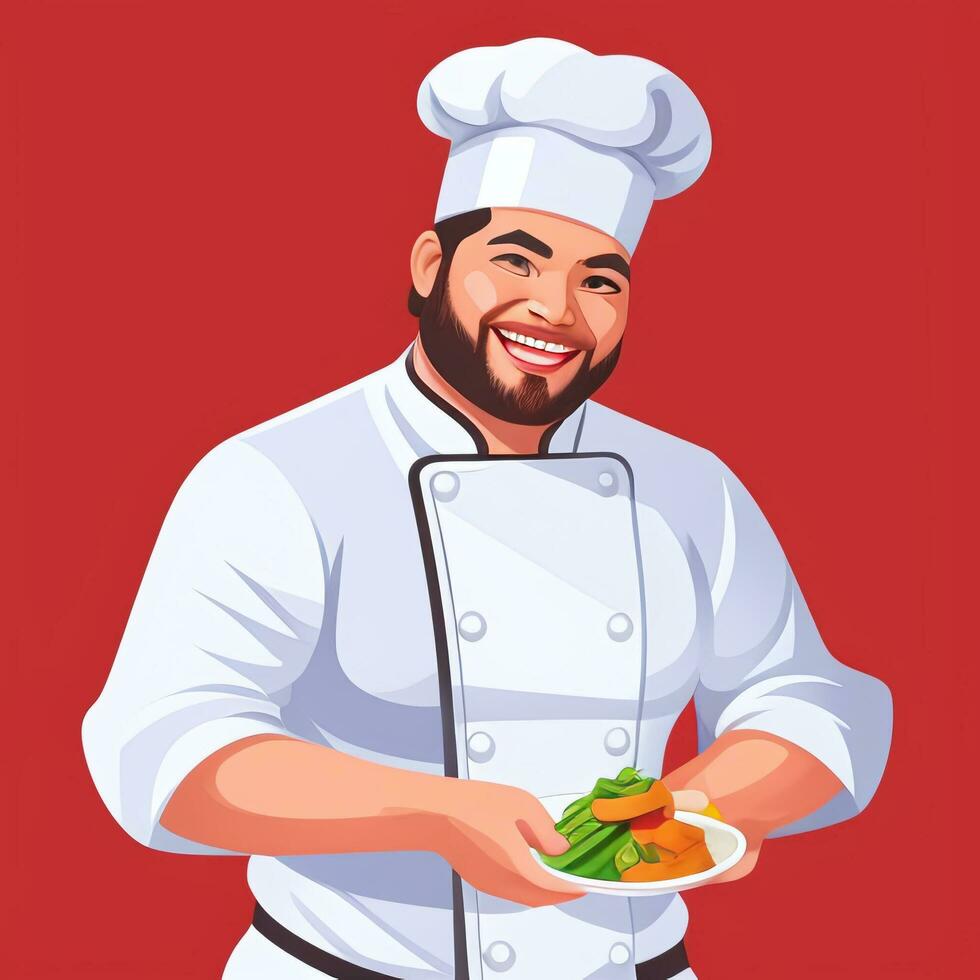 AI generated Chef Cook Avatar Icon Clip Art Sticker Decoration Simple Background photo