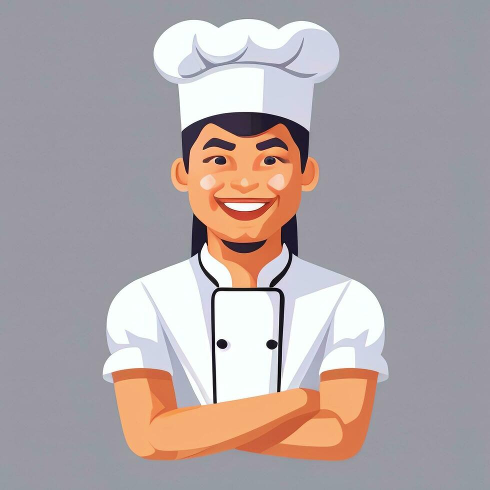 AI generated Chef Cook Avatar Icon Clip Art Sticker Decoration Simple Background photo