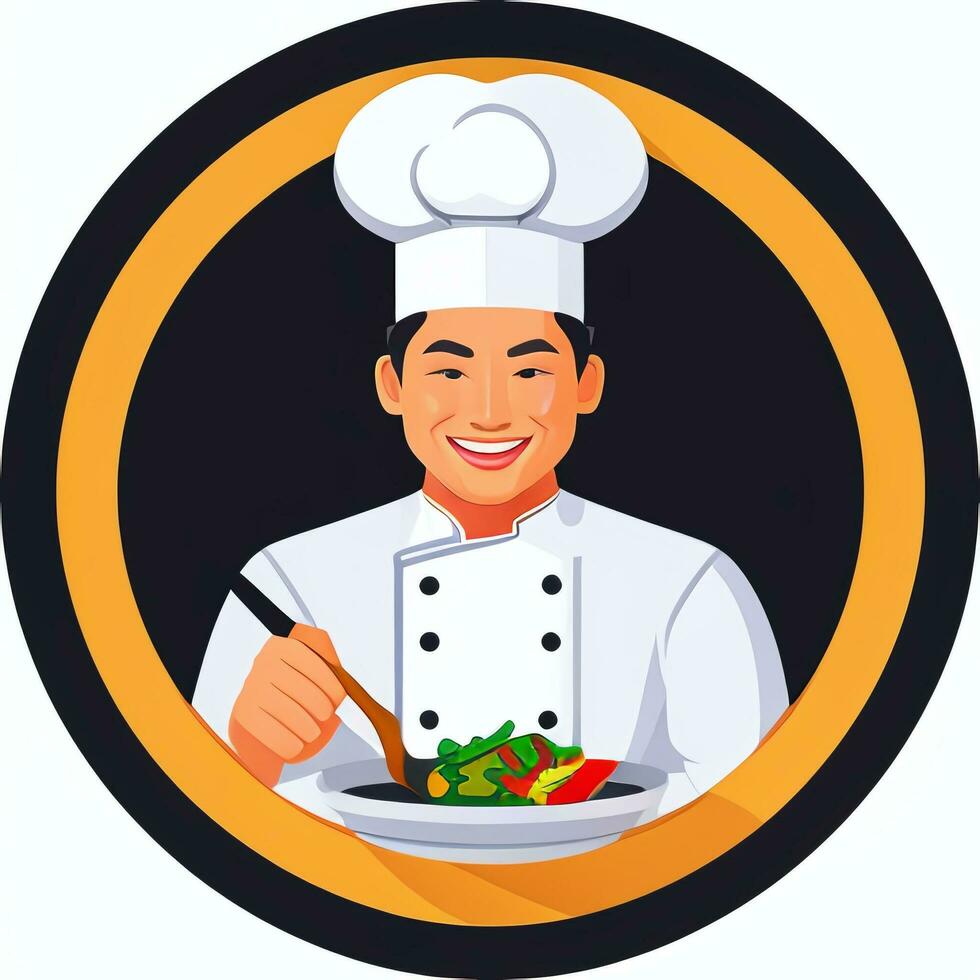 AI generated Chef Cook Avatar Icon Clip Art Sticker Decoration Simple Background photo