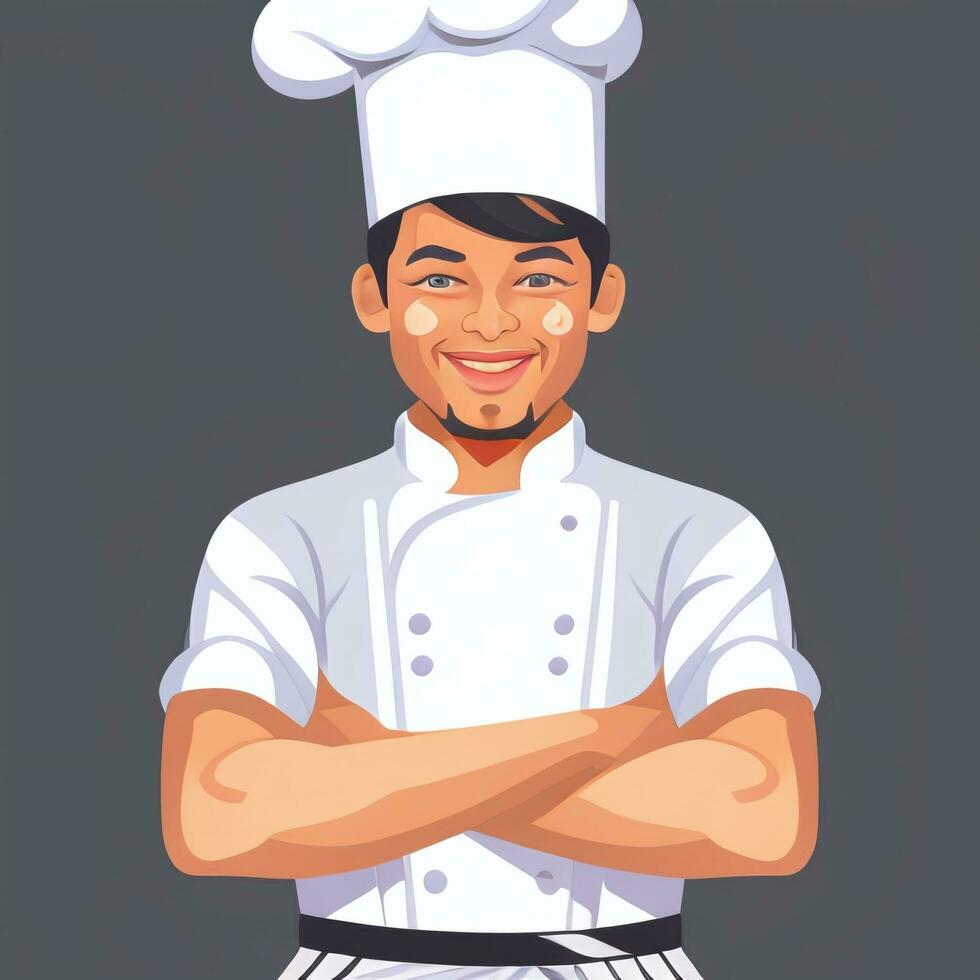 AI generated Chef Cook Avatar Icon Clip Art Sticker Decoration Simple Background photo